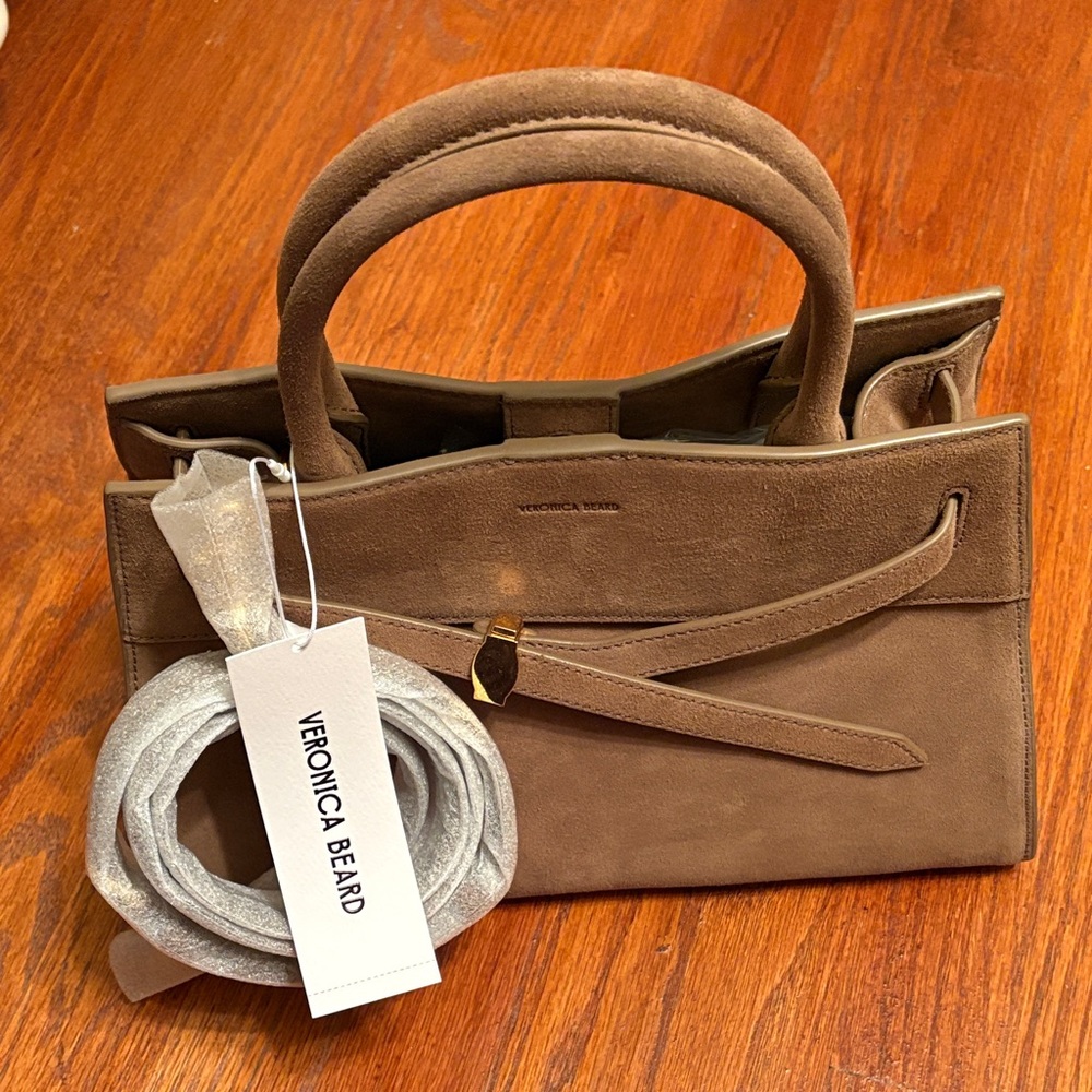 NWT Veronica Beard Tan Suede Satchel - Picture 5 of 5